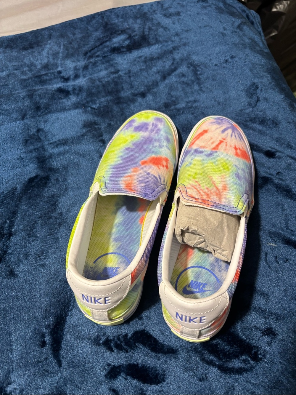 Nike Women's Tie-Dye Slip-On Sneakers - Yellow, Purple, Orange, Blue